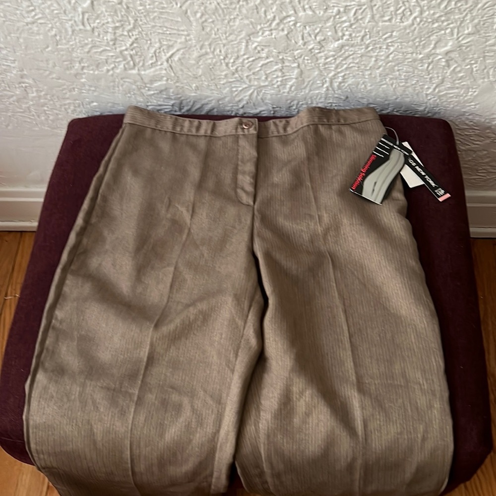Size 10P Brown Pinstripe Dress Pants Briggs NY